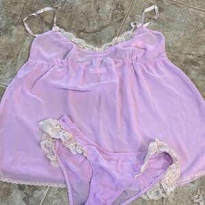 Victoria's Secret Lilac Lace Chemise Set
